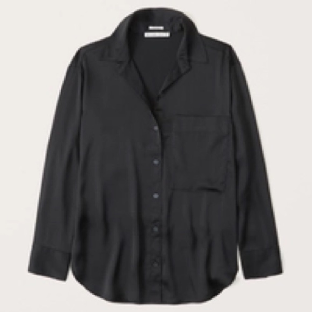 Abercrombie Satin Black Button-Up Shirt